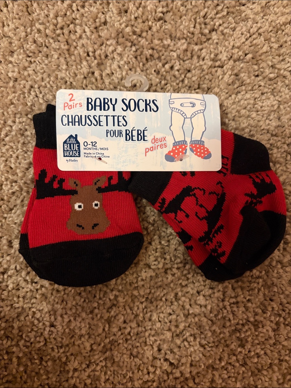 Little Blue House Red & Black Baby Socks - 0-12 Months (2 Pairs) NWT